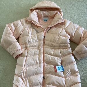 Columbia Jacket Women's 1X Pink Icy Heights II Down Puffer Coat Full Zip Hooded